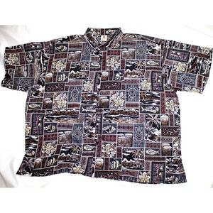 Rima Mens Hawaiian Camp Caribbean Short‎ Sleeve Button Up Shirt Size 2XL